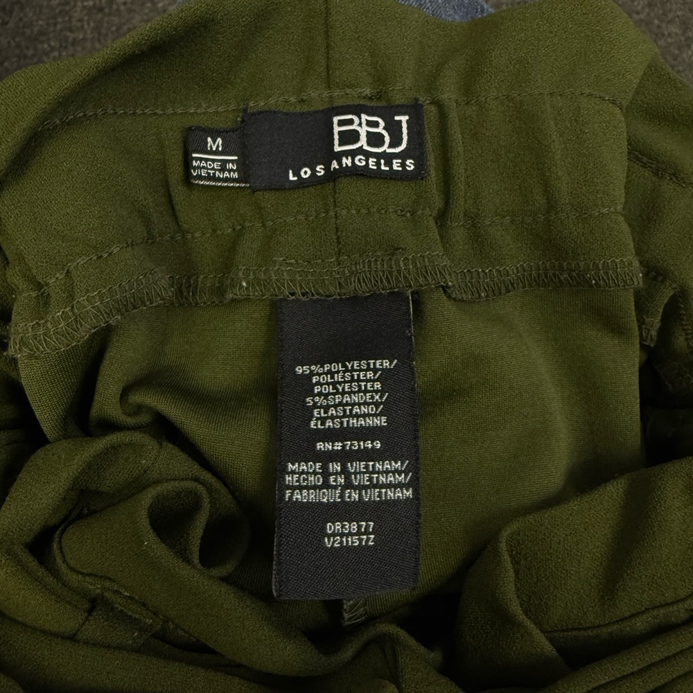 Green Track Pants with Tie Waist and Tapered Legs - Picture 3 of 5